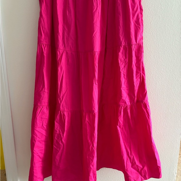 NWT J. Crew Pink Tiered Ruffle Sleeve Poplin Midi Sundress Dress Medium Tall - Picture 5 of 13